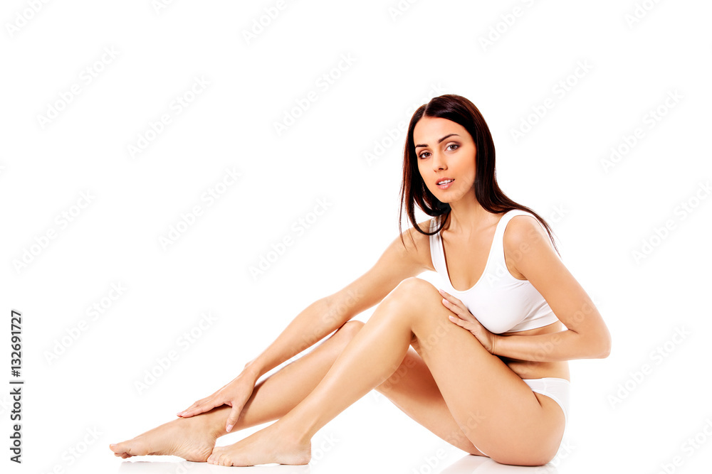 Young, sporty, fit and beautiful girl in sporty underwear. Young, sporty, fit and beautiful girl in sporty underwear.