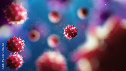 3d illustration of virus cell. Concept of microbiology background. photo