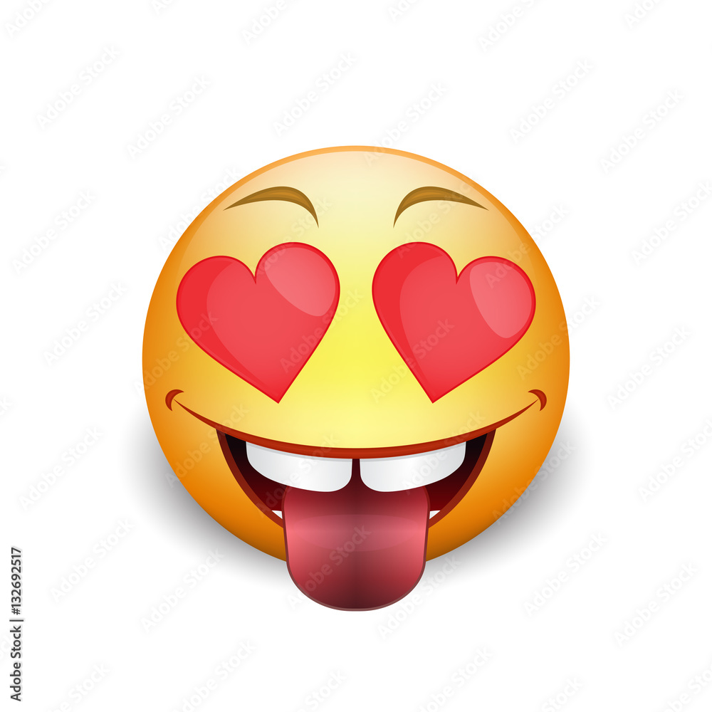 Vettoriale Stock Love emoticon with hearts eyes and tongue out drooling