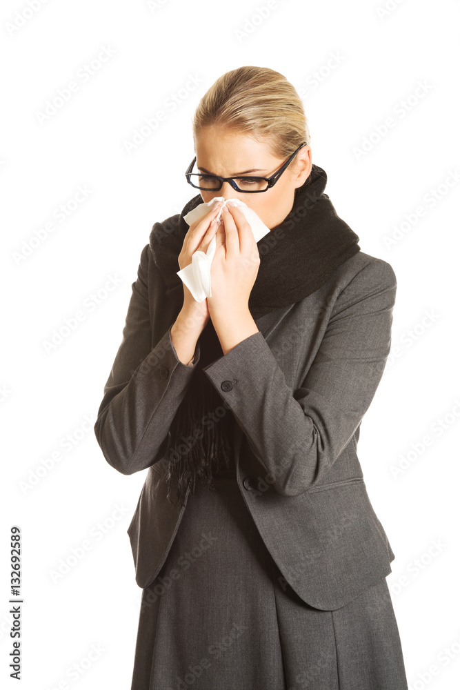 Sneezing woman