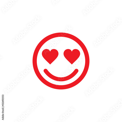 Smiley face in love line art icon for apps and websites
