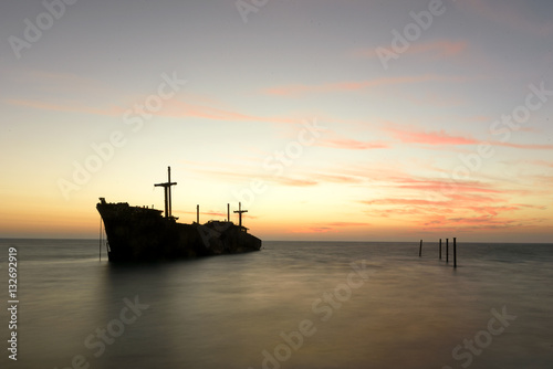 Abandoned Cargo Ship in Persian Gulf near Kish Island, Iran © kingslyg