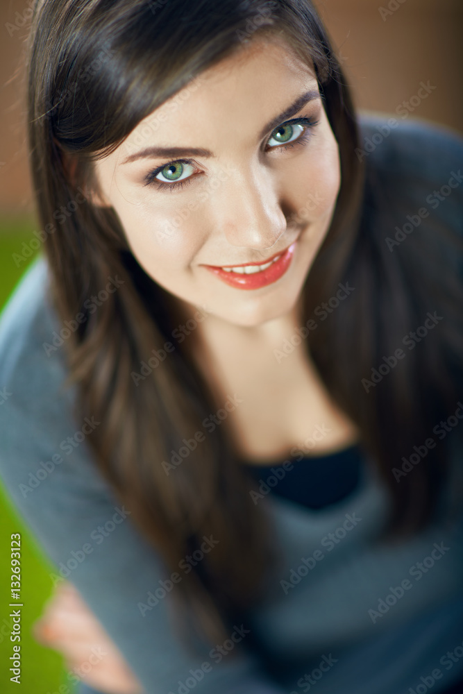 Close up face portrait of smiling girl. Close up face portrait of smiling girl.