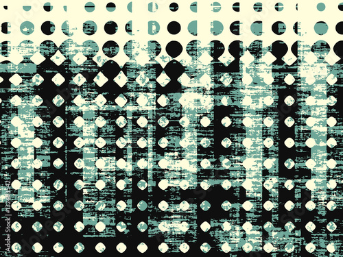Abstract grunge vector background. Two tone  raster composition of irregular overlapping graphic elements.