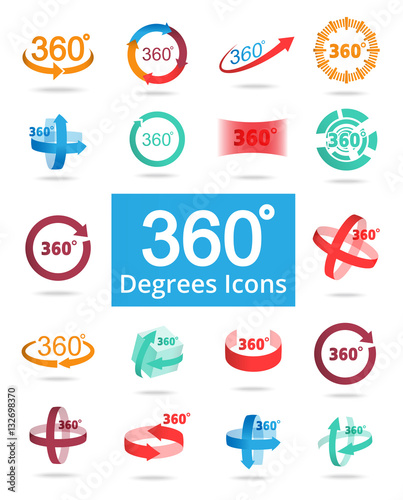 360 Degree View Related Vector Icons