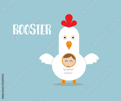 Businessman Wearing Rooster Custume