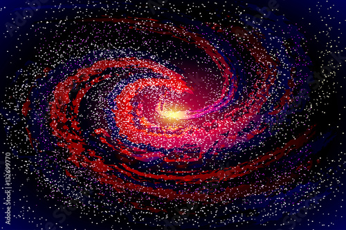 Image of galaxies, nebulae, cosmos, and effect tunnel spiral galaxy background vector illustration