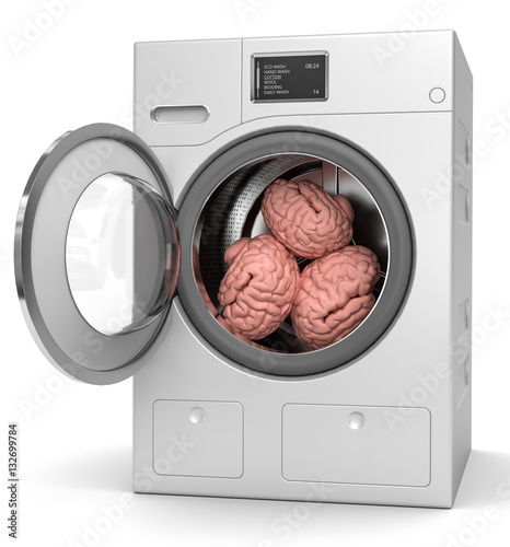 Stampa su Tela 3d Waschmaschine mit Gehirn, Gehirnwäsche