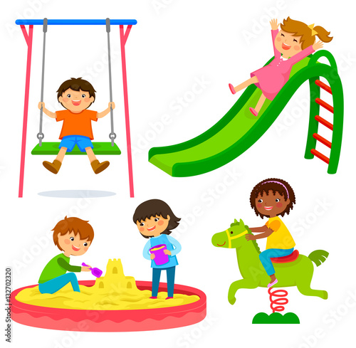 set of kids playing in a playground