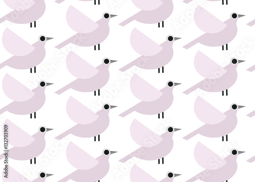 Seamless ornamental pattern with birds. Cute print with bird in scandinavian style.