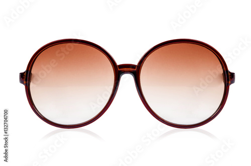 Brown sunglasses isolated on white.