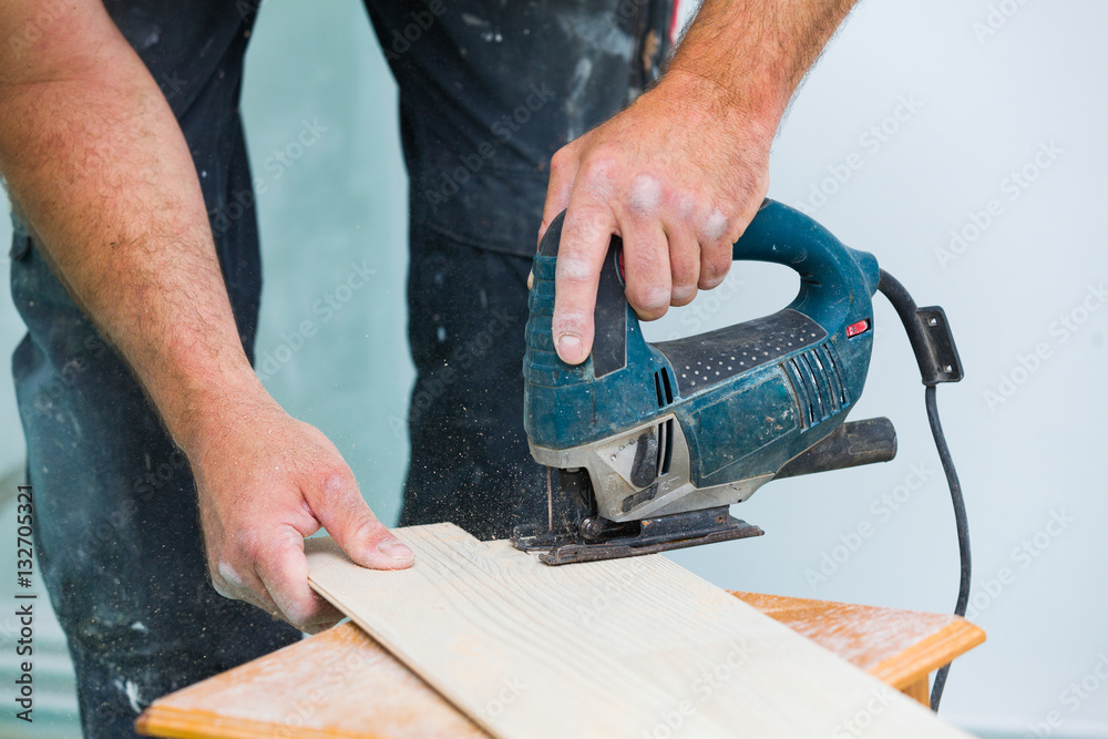 Sawing Laminate Wooden Board Sawing Laminate Wooden Board