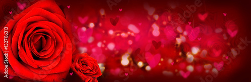 romantischer Hintergrund mit Rosen und Herzen 