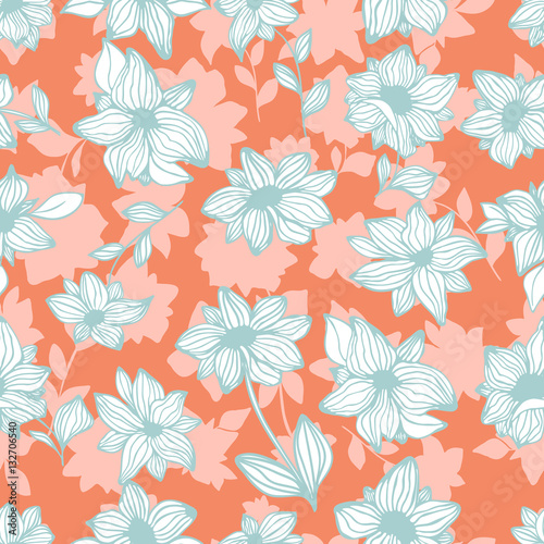 Hand drawn surface pattern design with flowers