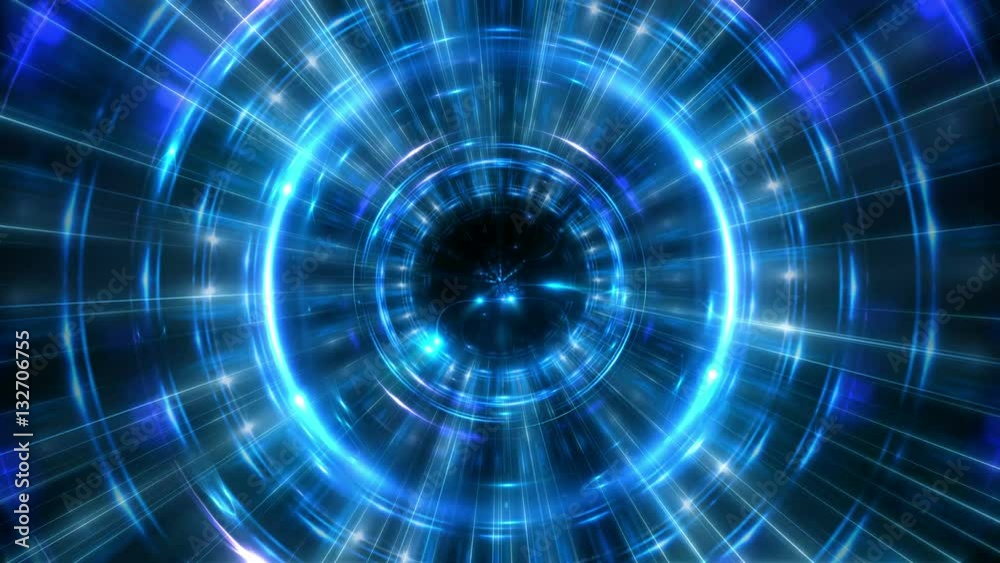 Rotate hyper jump in time concept blue loop cycle background