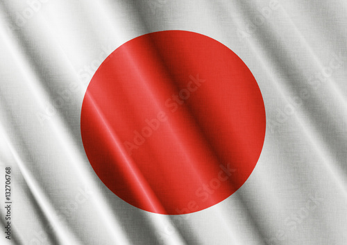 Japan waving flag close photo