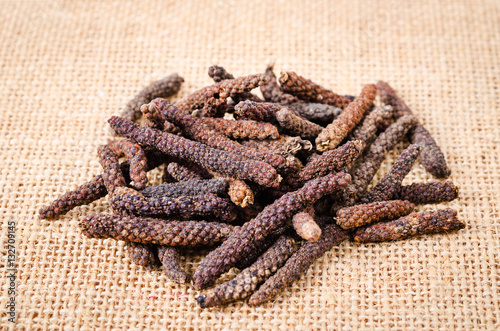 Long pepper or Piper longum. photo