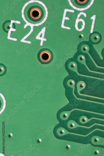 Circuit board macro close up micro welded in silicone with silve