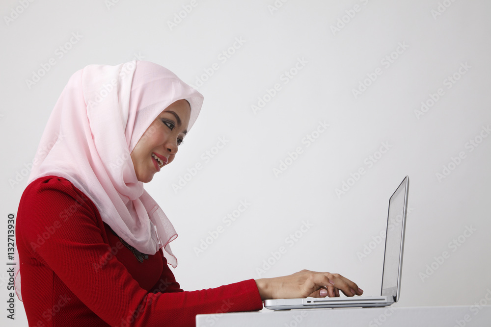 hijab using laptop hijab using laptop