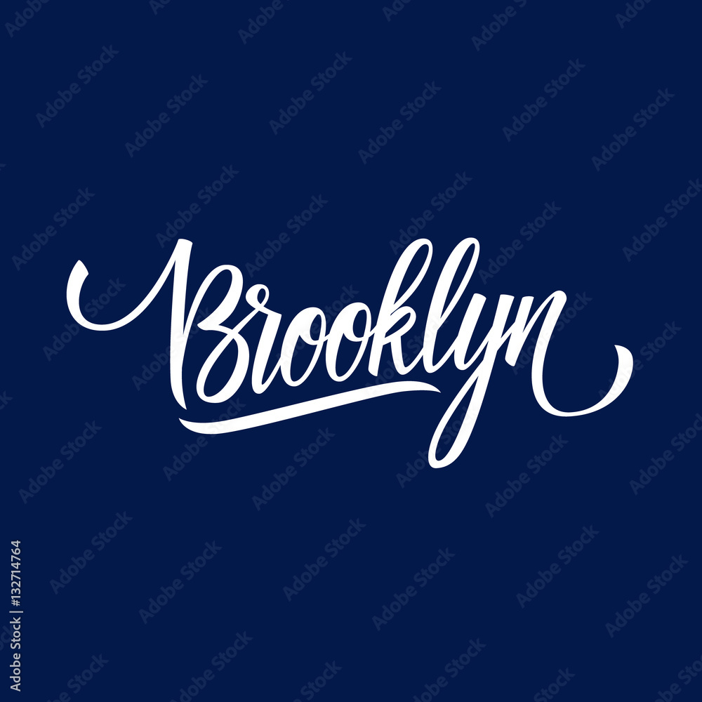 Handwritten word Brooklyn. Hand drawn lettering. Calligraphic element for your design. Vector illustration.