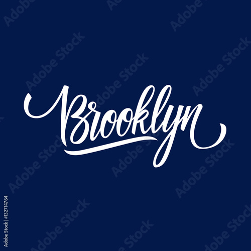 Handwritten word Brooklyn. Hand drawn lettering. Calligraphic element for your design. Vector illustration.