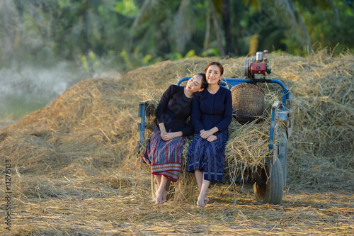 Beautiful Thai woman is  working very happy,Thailand culture,thailand buautiful farmer photo