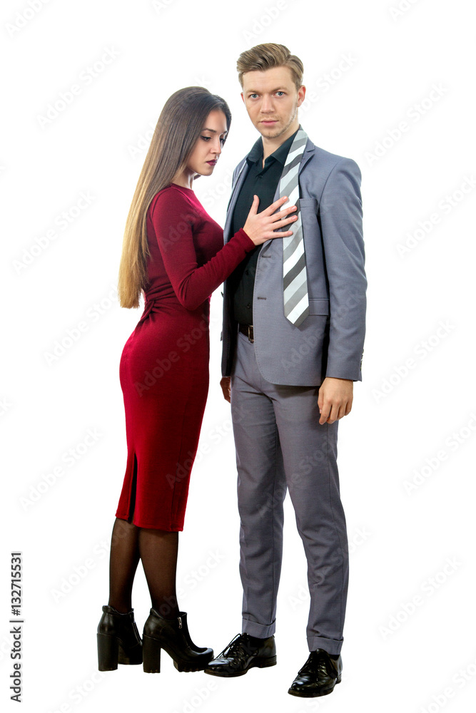 man in a jacket and tie with a beautiful girl man in a jacket and tie with a beautiful girl