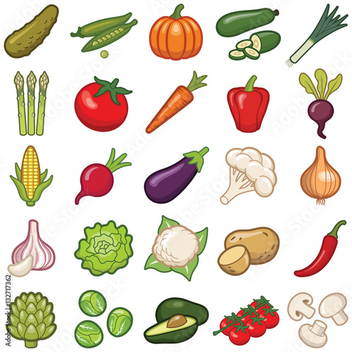 Vegetables icon collection - vector color illustration