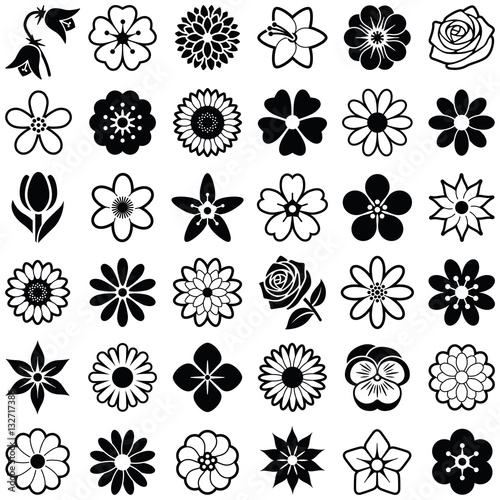 Flower icon collection - vector illustration