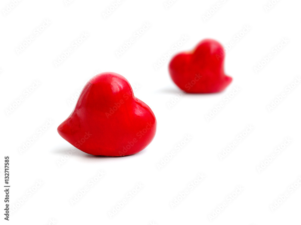 Hearts on the red color of the white background. Hearts on the red color of the white background.