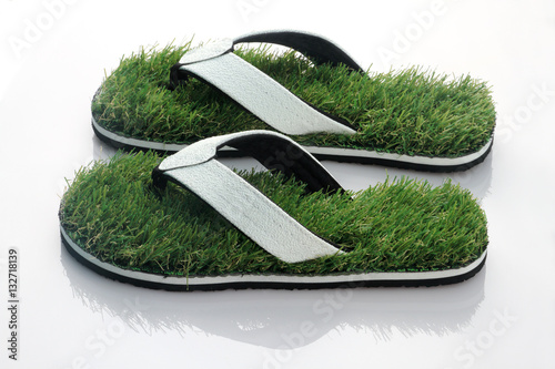 Nature's Walk - Slipper with Green Grass
