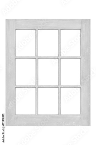 Wood window frame isolated on white background