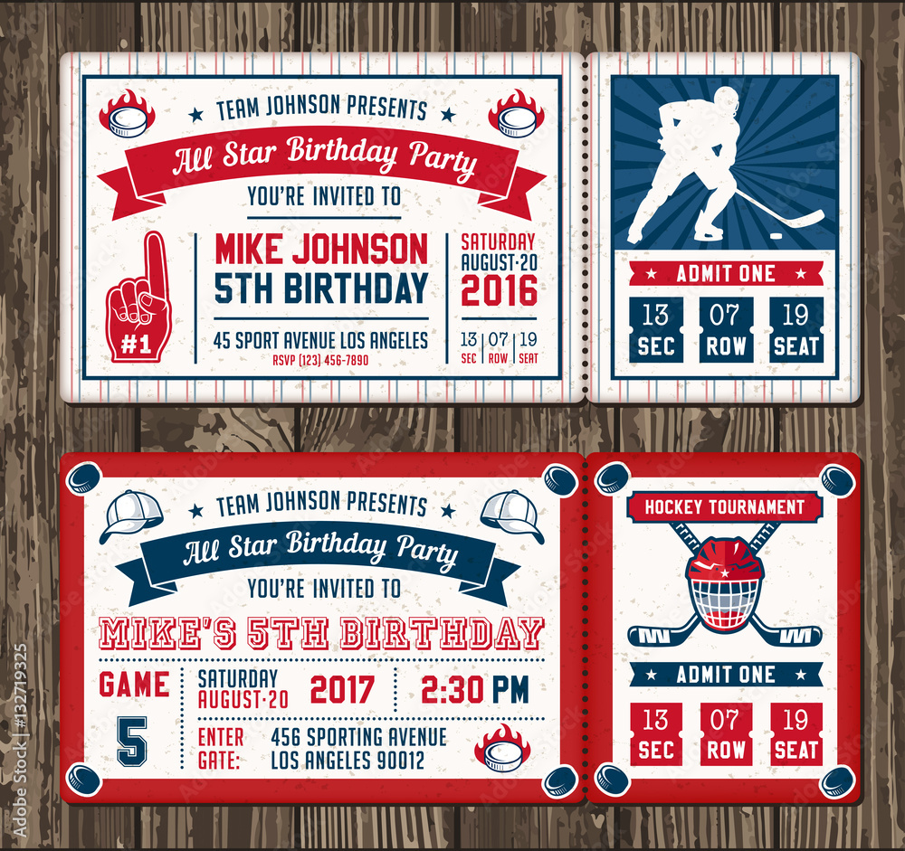 Naklejka premium Vector Hockey Invite templates