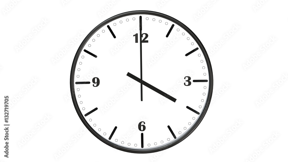 Round wall clock showing four o'clock - isolated on white background Round wall clock showing four o'clock - isolated on white background