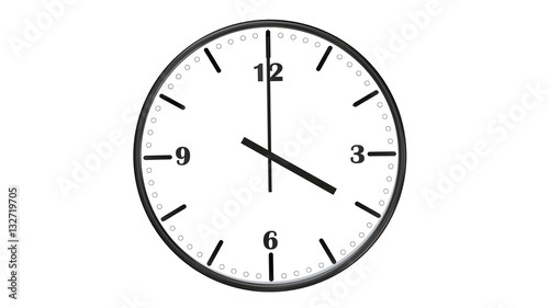 Round wall clock showing four o'clock - isolated on white background