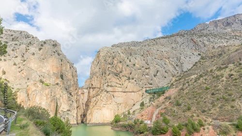 El Chorro canyon where located famous Caminito del Rey pathway in Andalusia, Spain
