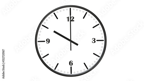 Round wall clock showing ten o'clock - isolated on white background