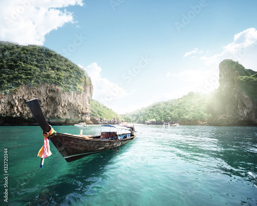boat on the beautiful sea, Phi Phi island, Thailand