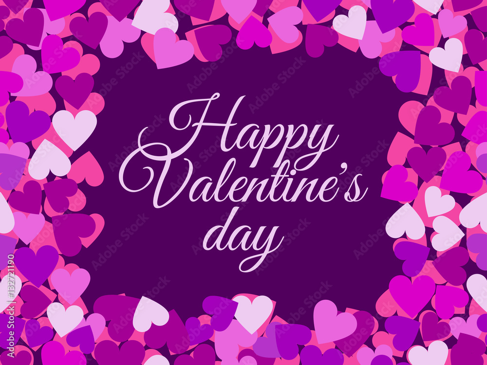 Happy Valentine's Day. The inscription in the frame of seamless pattern with hearts. Vector illustration.