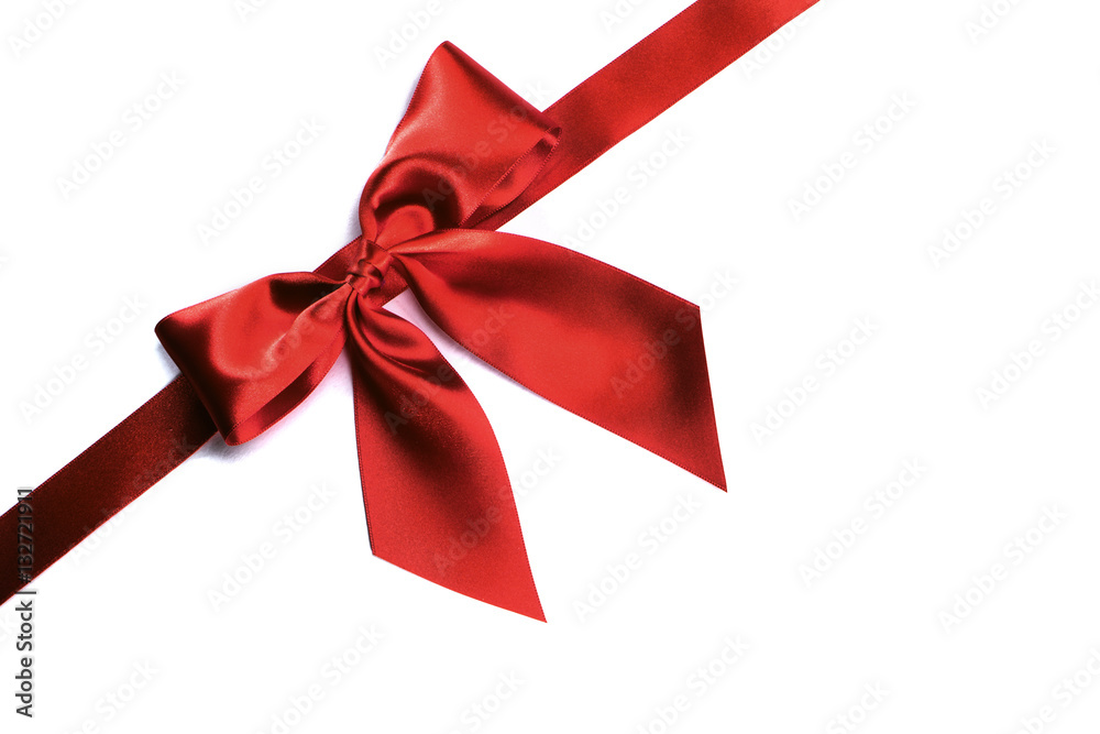 Red ribbon bow on white Red ribbon bow on white