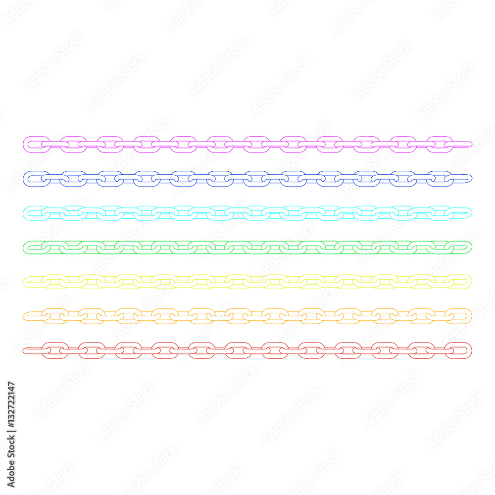 Chain set. Isolated on white background. Vector outline illustra Chain set. Isolated on white background. Vector outline illustra