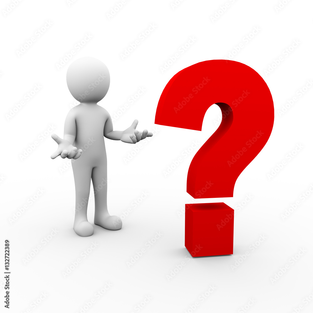 3d surprise man and question mark symbol 3d surprise man and question mark symbol