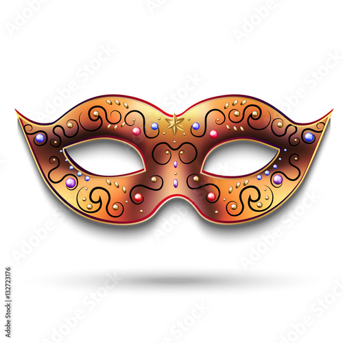Mardi Gras mask isolated on white. Vector  ornate Venetian carni