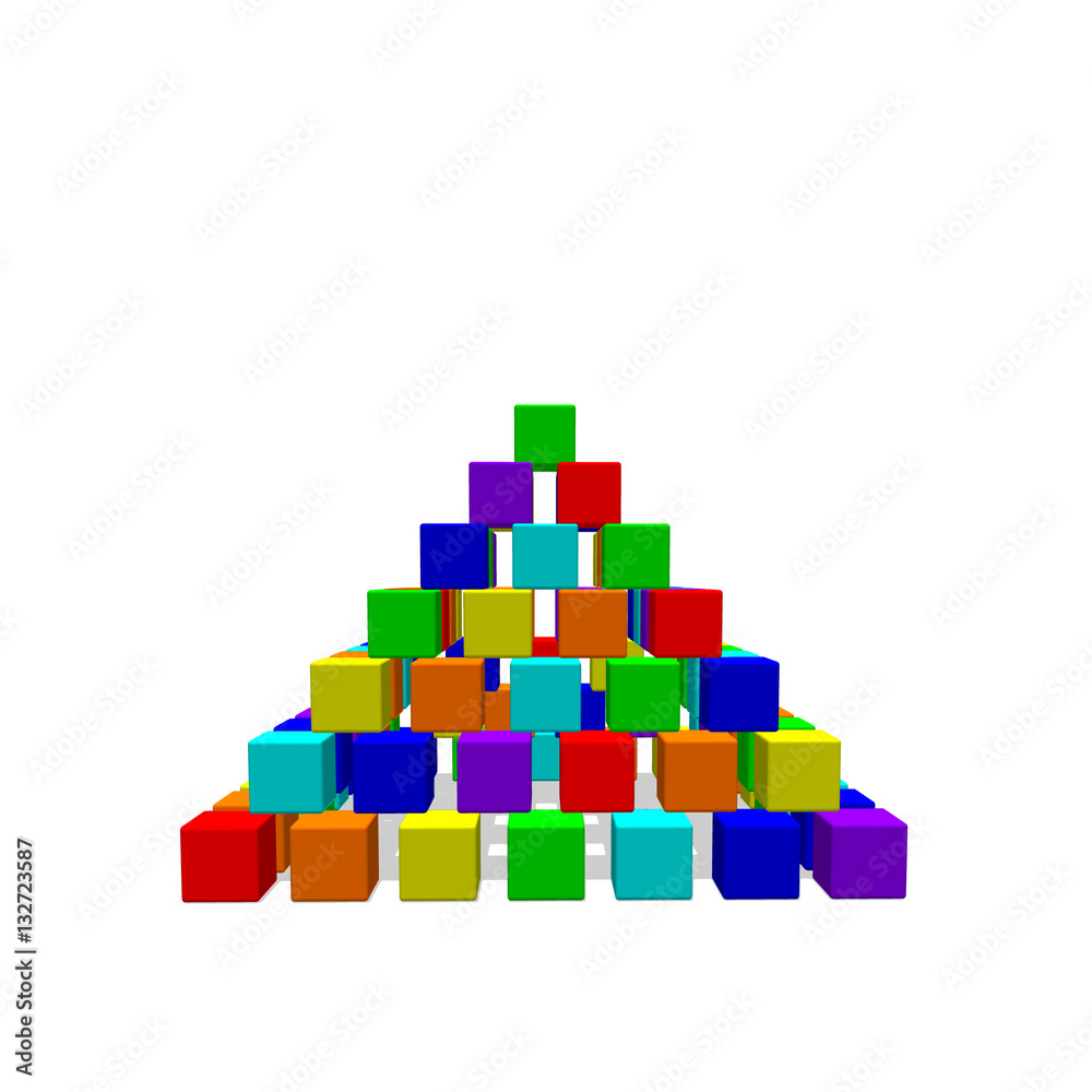 Pyramid from toy building blocks. Vector colorful illustration.F