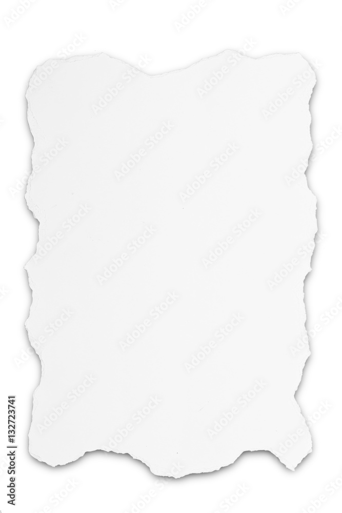 Ripped teared white paper isolated