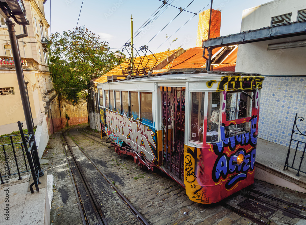 Portugal, Lisbon, View of the Lavra Funicular.