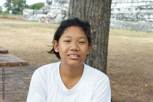 Portrait of girl in white shirt