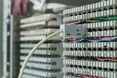 Telephone connector plug to telephone switchboard