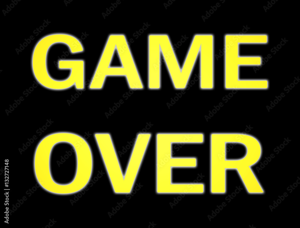 Obraz premium A big yellow Game Over screen with shadows.