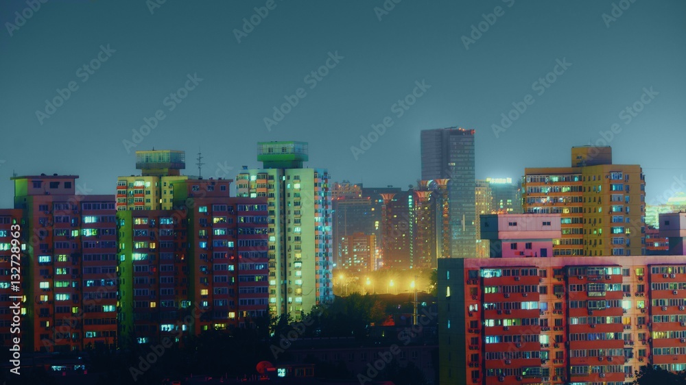 Beijing from above aerial shot at night